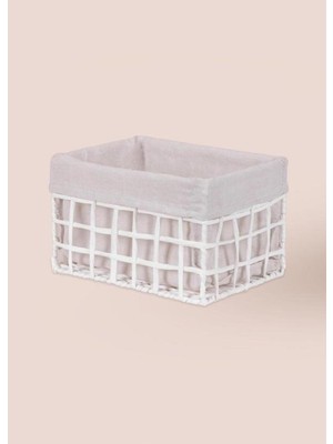 Mediterian Beyaz Hasır Organizer Sepet 26x18x16 cm, şık ve kullanışlı ev düzenleme ürünü