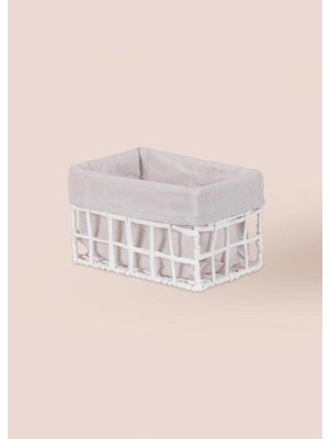 Mediterian Beyaz Hasır Organizer Sepet 22x14x13 cm, şık ve kullanışlı depolama çözümü