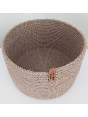 Mediterian Kahverengi Hasır Sepet 25x14cm, Mutfak ve Banyo Dekorasyonu, Kumaş Malzeme