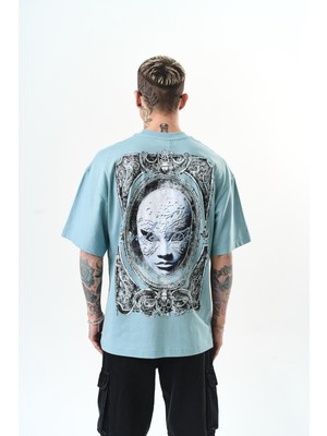 Respire Erkek Indefinite Baskılı Oversize T-Shirt Bebe Mavi