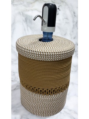 Mediterian Bej Jüt Görünümde Damacana Kılıfı, Şık ve Dayanıklı Tasarım, 19 L