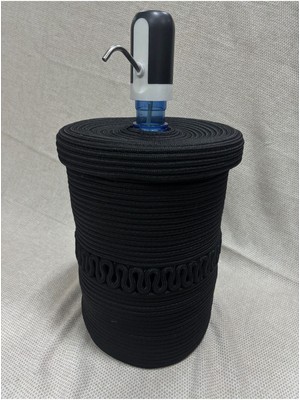 Mediterian Şık Siyah Jüt Görünümlü Damacana Kılıfı, 19 L, Koruyucu ve Estetik Tasarım