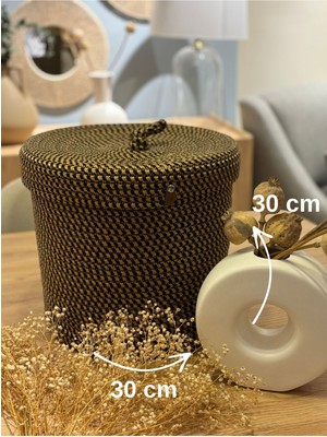 Mediterian Kapaklı Çok Amaçlı Jüt Sepet ve Saksılık, 30x30 Orta Boy, 1 Parça