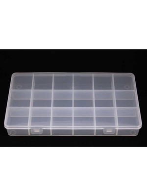Mediterian Çok Renkli Şeffaf Plastik Malzeme Kutusu 15x26 cm, Beyaz