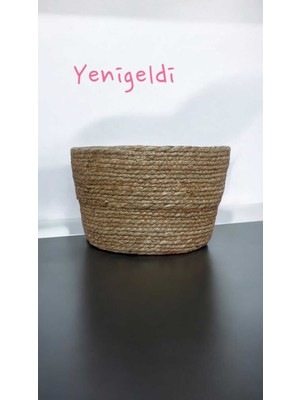Mediterian Yuvarlak Hasır Saklama Sepeti Kahverengi, Şık ve Pratik Organizer