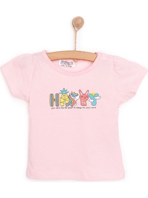 Hellobaby Basic Happy Baskılı Tshirt Kız Bebek