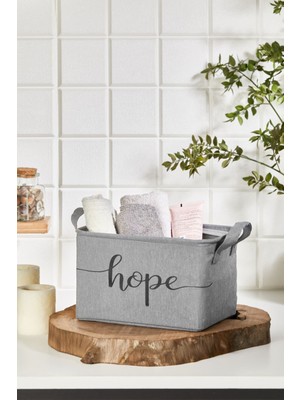 Mediterian Küçük Dikdörtgen Gri Depolama Sepeti 24x14x17 cm, şık ve kullanışlı organizer