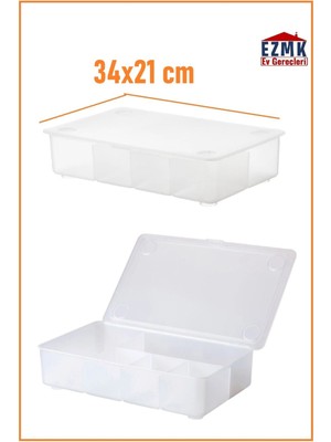 Mediterian Şeffaf Plastik Kutu 34x21 cm, Şık ve Kullanışlı Depolama Çözümü
