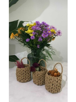 Mediterian Kahverengi Çok Amaçlı 3'lü Sepet Seti, Ev ve Ofis Dekorasyonu İçin Şık Seçim