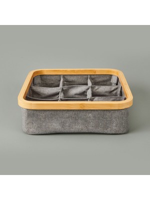 Mediterian 9 Bölmeli Katlanabilir Gri Sepet, 30x30 cm, şık ve pratik depolama alanı