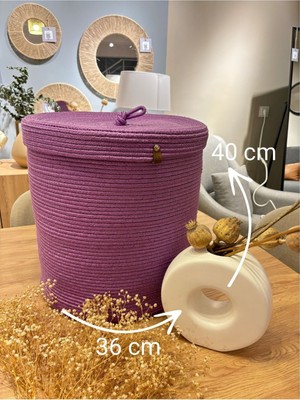 Mediterian Çok Amaçlı Kapaklı Düzenleyici Sepet ve Saksılık, 36x40, Jüt, Orta Boy