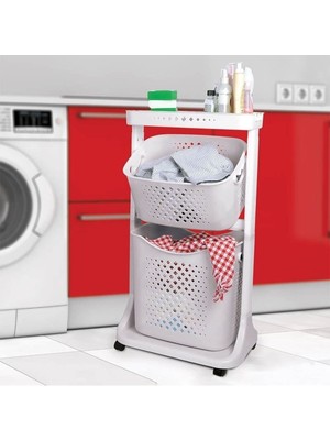 Mediterian Kat Kat Sepet No:2, Soft Gri, Çok Amaçlı Banyo ve Mutfak Organizer, 2 Parça