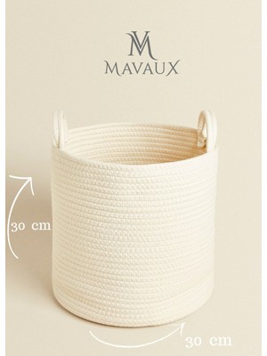 Mediterian Beyaz Çok Amaçlı 30x30cm Hasır Sepet Yan Saplı Düzenleyici