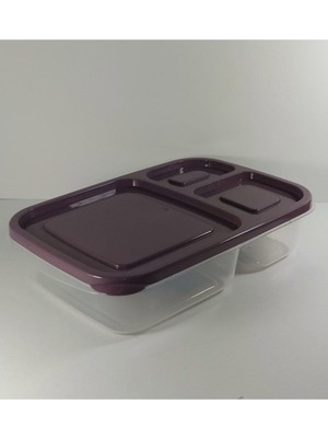 Mediterian Mor 3'lü Silikon Dikdörtgen Saklama Kabı, 1.15L, Dayanıklı ve Şık Tasarım
