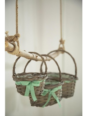 3'lü Hasır Sepet Gri