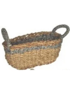 Mediterian Oval Hasır Sepet, Çok Amaçlı, Kahverengi, 13x30x13 cm