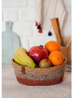 Mediterian Bambu Oval Sepet Çok Renkli 24x15x12 cm, Şık ve Çok Amaçlı Eşyalar İçin Ideal