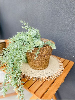 Mediterian Şık ve kullanışlı büyük hasır sepet 20x25 cm, ev dekoru için ideal, 1 parça