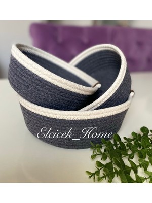 Mediterian 3'lü Çok Amaçlı Dekoratif Sepet Seti, Gri Polyester, Düzenleme ve Saklama için ideal