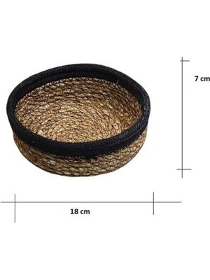 Mediterian Haki Hasır Yuvarlak Sepet M Boy, Dayanıklı ve Şık Ev Dekorasyonu Aksesuarı