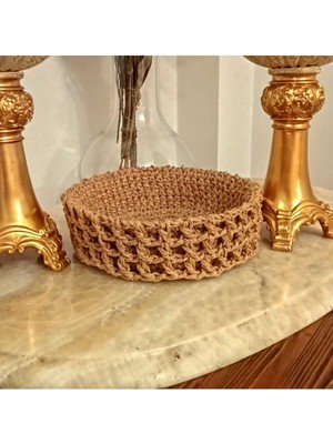 Mediterian El yapımı kahverengi dekoratif sepet, şık ve kullanışlı tasarım