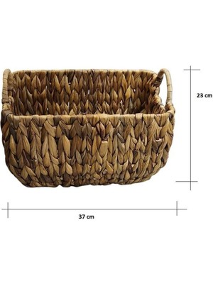 Mediterian Doğal Hasır Yuvarlak Sepet L Boy, Hafif ve Şık Saklama Çözümü, Kahverengi