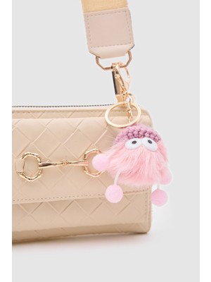 Şapkalı Pembe Renk Çanta Cüzdan Charm