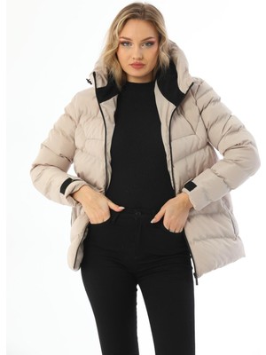 Freemen Spor Kadın Polarlı Kapüşonlu Su Geçirmez Rüzgara   Mont & Kaban & Parka