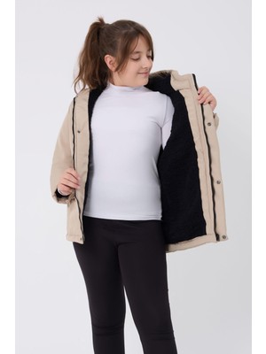 Freemen Spor Kız Çocuk Kürklü Su ve Rüzgar Geçirmez Kapüşonlu 3 Cep Mont & Kaban & Parka