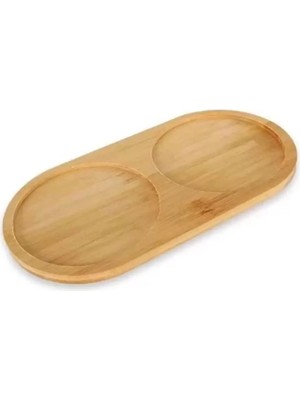 Bambu 2 Bölmeli Oval Altlık, Yağdanlık Standı, Sosluk Standı, Sabunluk Standı