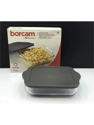 Paşabahçe 59034 Gri Kapaklı Borcam Fırın Tepsisi 22x22cm 1950 cc