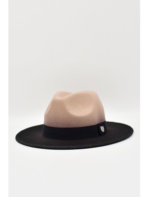 Külah Kadın Camel Baskılı Fötr Şapka