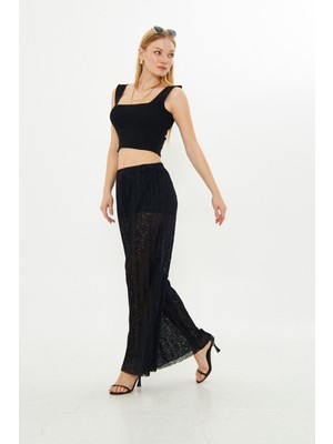 Taş İşlemeli Örme Pantolon