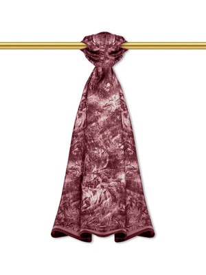 Bordo Fırça Desen Twill Ipek Şal