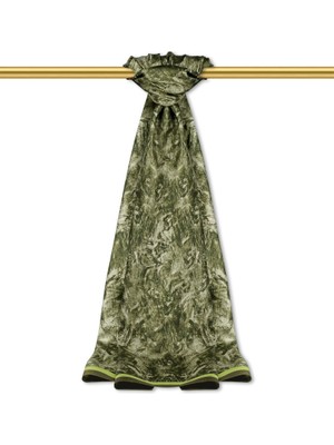 Haki Fırça Desen Twill Ipek Şal