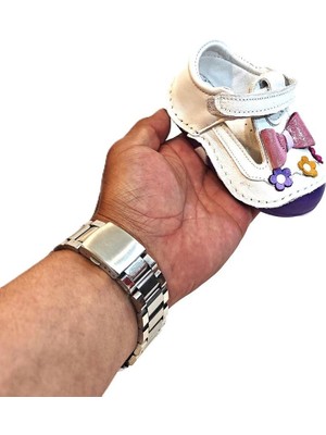 Fiyra 8051 Beyaz Mor Ilk Adım  Deri Bebe Kız Çocuk Ayakkabı