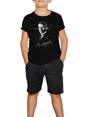Atatürk Poster Siyah Çocuk Tişört