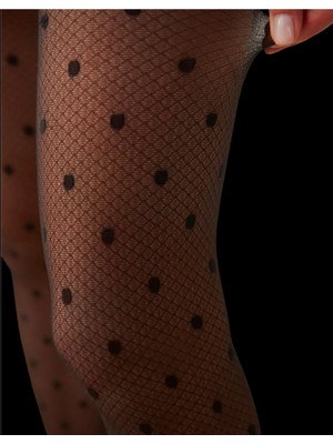 Kadın Siyah Desenli Külotlu Çorap