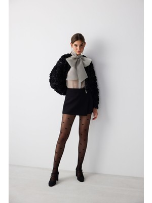 Penti Bowtie Siyah Külotlu Çorap Pamuk Polyamid Elastan Hızlı Kurutma Düz Desen