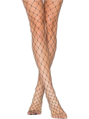 Kadın Siyah Büyük Delikli File Külotlu Çorap