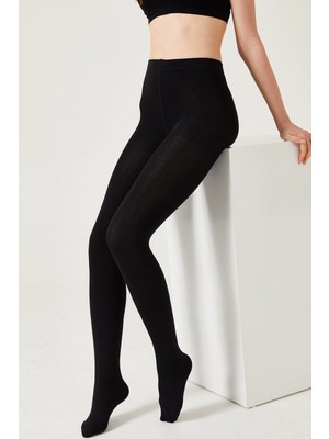 Penti Kadın Siyah Termal Içi Polarlı Külotlu Çorap Hızlı Kurutma ve Düz Desenli 1 Adet