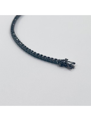 Onix Taşlı Siyah Rodajlı Su Yolu Gümüş Bileklik - 2mm