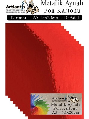 Artlantis Metalik Aynalı Fon Kartonu 10 Lu A5 15X20 cm 1 Paket Okul Sınıf Dekoratif Pırıltılı Folyo Kağıt Dekoratif Anasınıfı Kreş