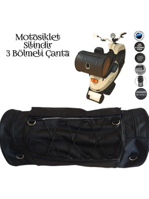 Motosiklet Silindir Çanta 3 Bölmeli