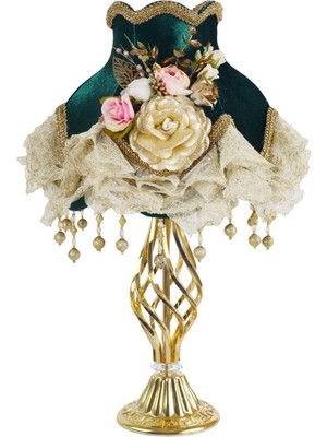 Kadife Kaplı Vintage Model Abajur Gold Ayak Hürrem Kumaş AB00648-4585
