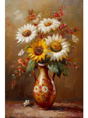 Aden Dekoratif Vazoda Çiçekler Kanvas Tablo