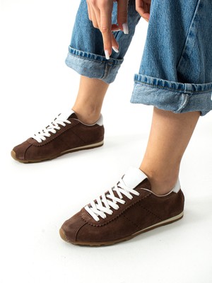 Fulgor Kahve Hakiki Deri Kadın Sneakers