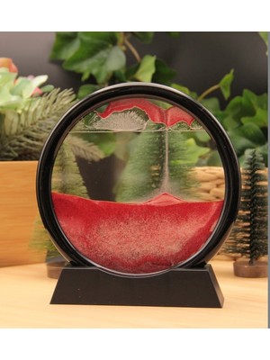Isme Özel 3D Hareketli Sandscape Kum Saati Dekoratif-Kırmızı