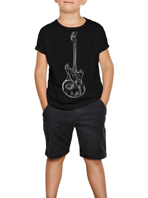 Gitar Müzik Aşkı Siyah Çocuk Tişört