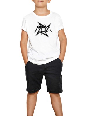 Metallica Blade Logo Beyaz Çocuk Tişört